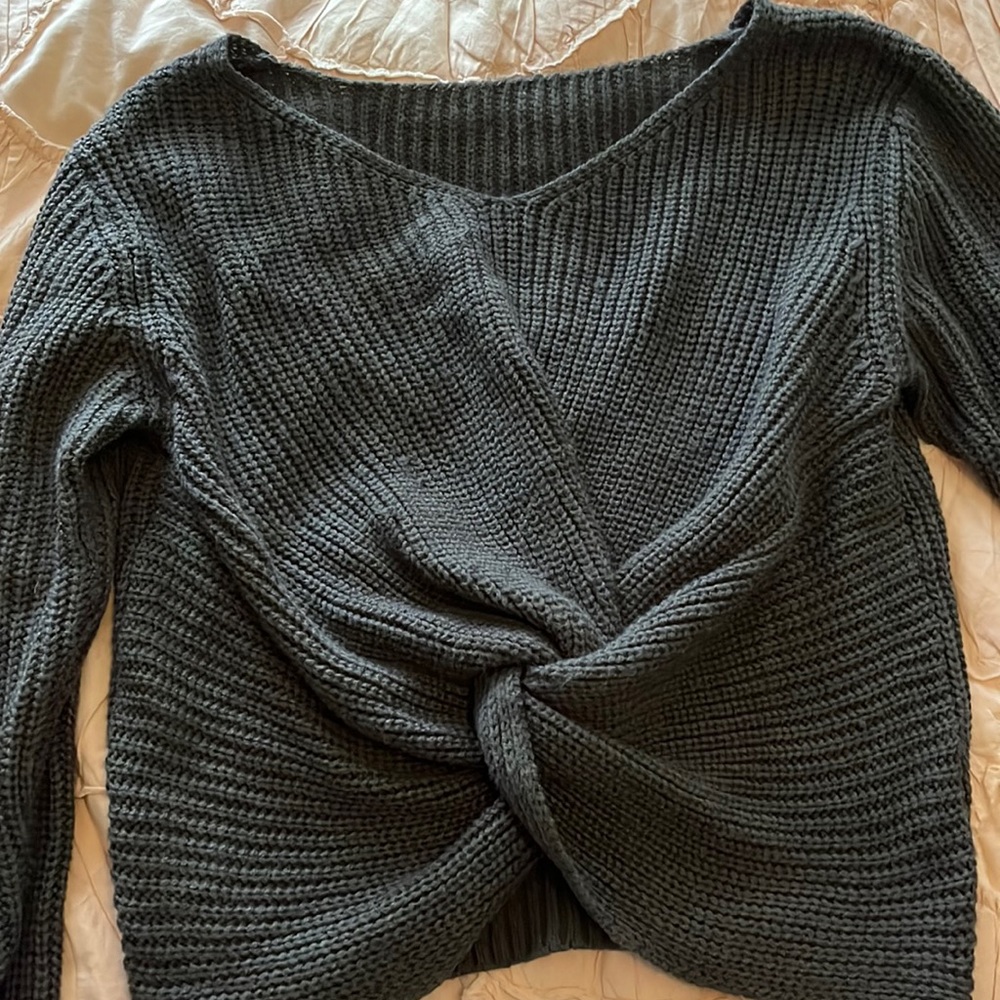 Gray crossover sweater- size small